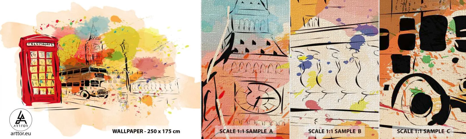 Fototapeten Muster Premium Canvas - Die Stadt der Vielfalt - Stadt, London, Abstraktion - 100x30 cm