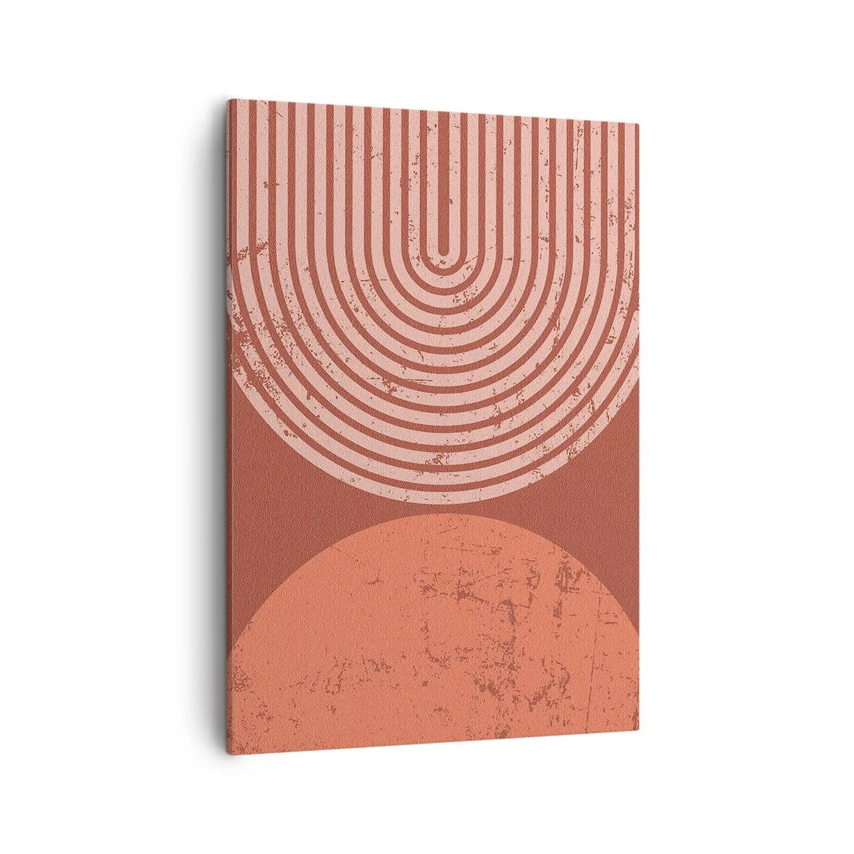 Bild auf Leinwand - Leinwandbild - Geometrische Muster in Terrakotta-Tönen auf Vintage-Hintergrund - 50x70cm - Enge Beziehung - Moderne Wanddekoration für Wohnzimmer und Schlafzimmer ARTTOR