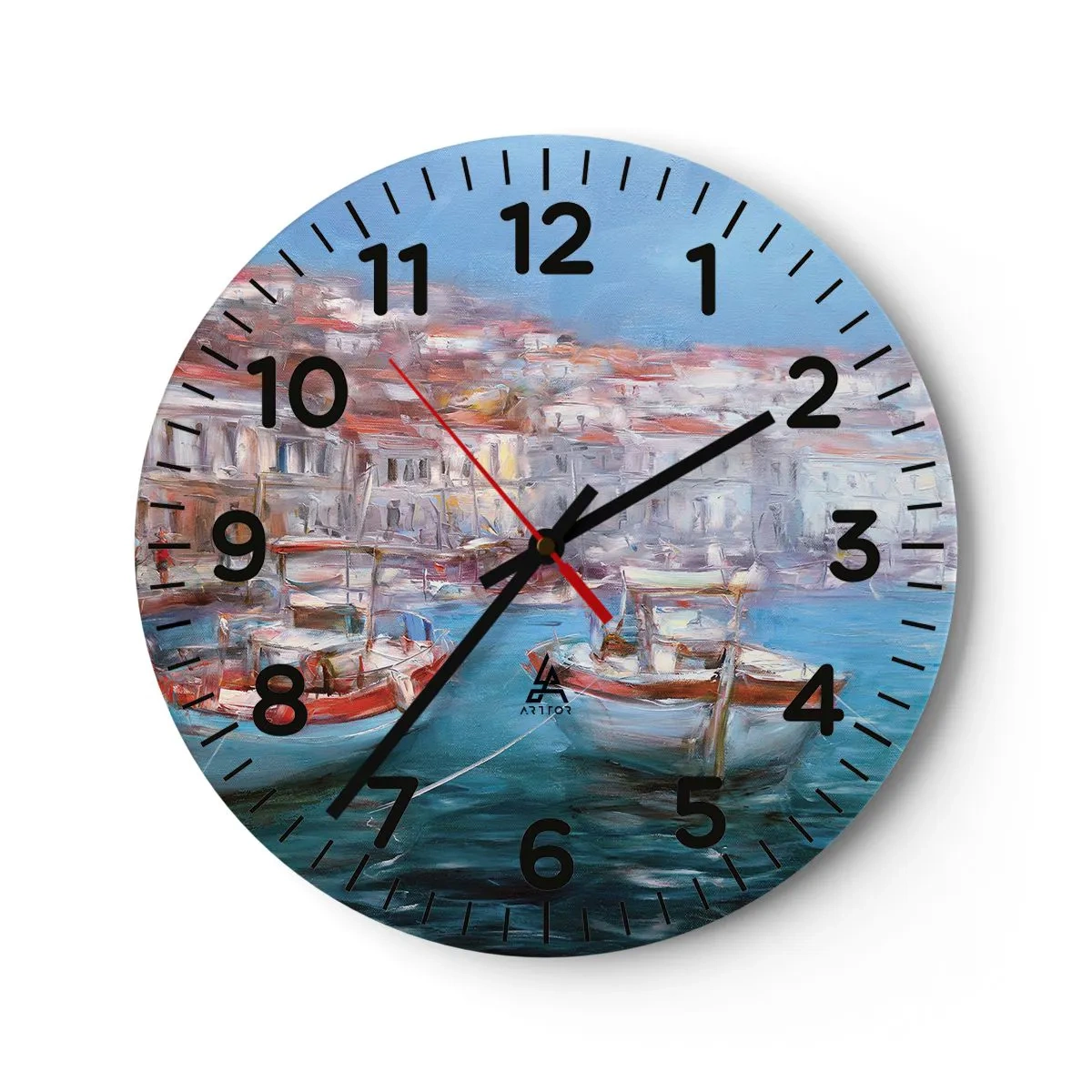 Wanduhr - Glasuhr - Italienische Bucht - 40x40 cm