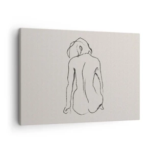 Bild auf Leinwand - Leinwandbild - Eine subtile Skizze der Silhouette eines Mädchens von hinten - 70x50cm - Mädchenakt - Moderne Wanddekoration für Wohnzimmer und Schlafzimmer ARTTOR