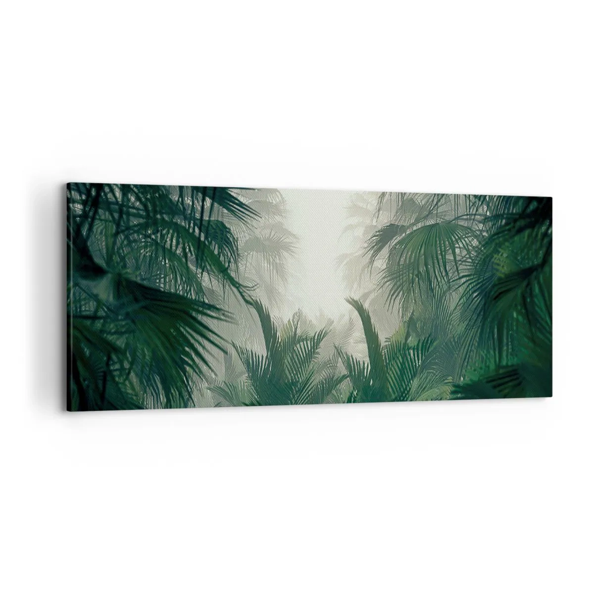 Bild auf Leinwand - Leinwandbild - Tropische Vegetation im dichten Regenwaldnebel - 120x50cm - Tropisches Geheimnis - Moderne Wanddekoration für Wohnzimmer und Schlafzimmer ARTTOR