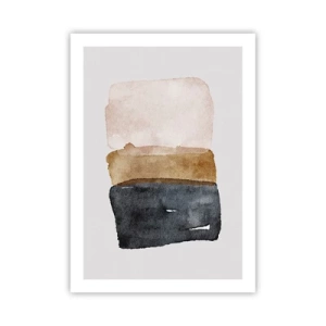 Poster - Abstraktes Aquarell in Erdtönen - 50x70cm - Die Komposition der Farben der Erde - Moderne Wanddekoration für Wohnzimmer und Schlafzimmer ARTTOR