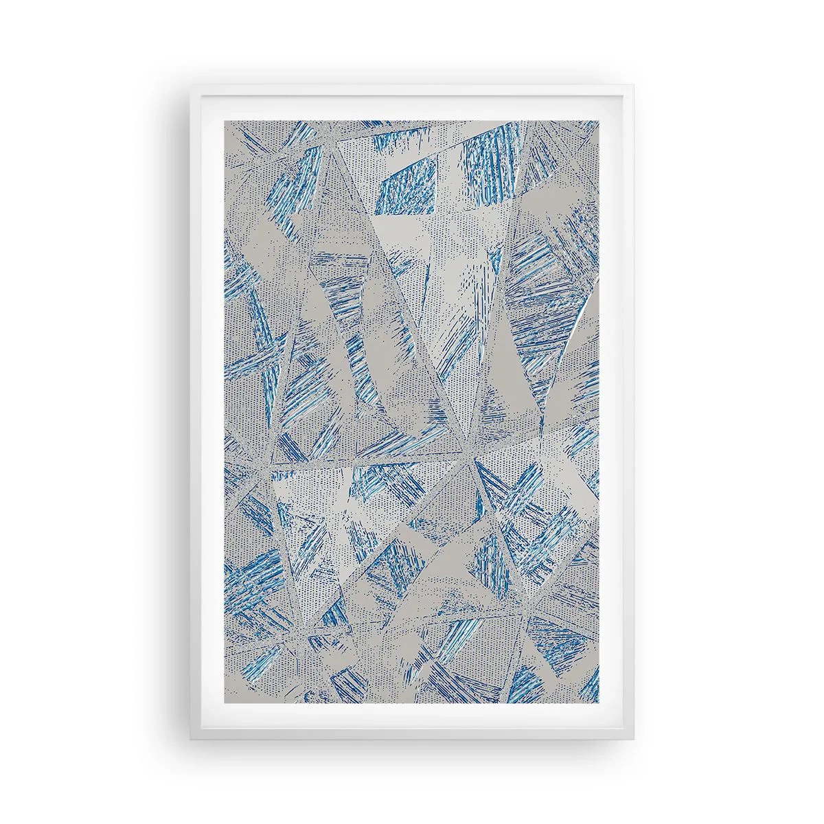 Poster in einem weißen Rahmen - In einem blaugrauen Labyrinth - 61x91 cm
