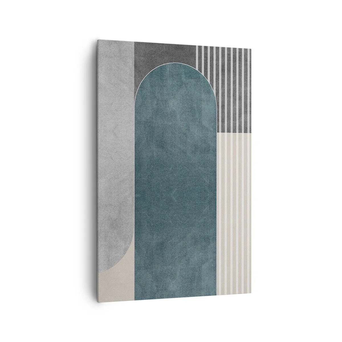 Bild auf Leinwand - Leinwandbild - Geometrische Abstraktion in Grau- und Grüntönen - 80x120cm - Komposition auf der Ebene - Moderne Wanddekoration für Wohnzimmer und Schlafzimmer ARTTOR