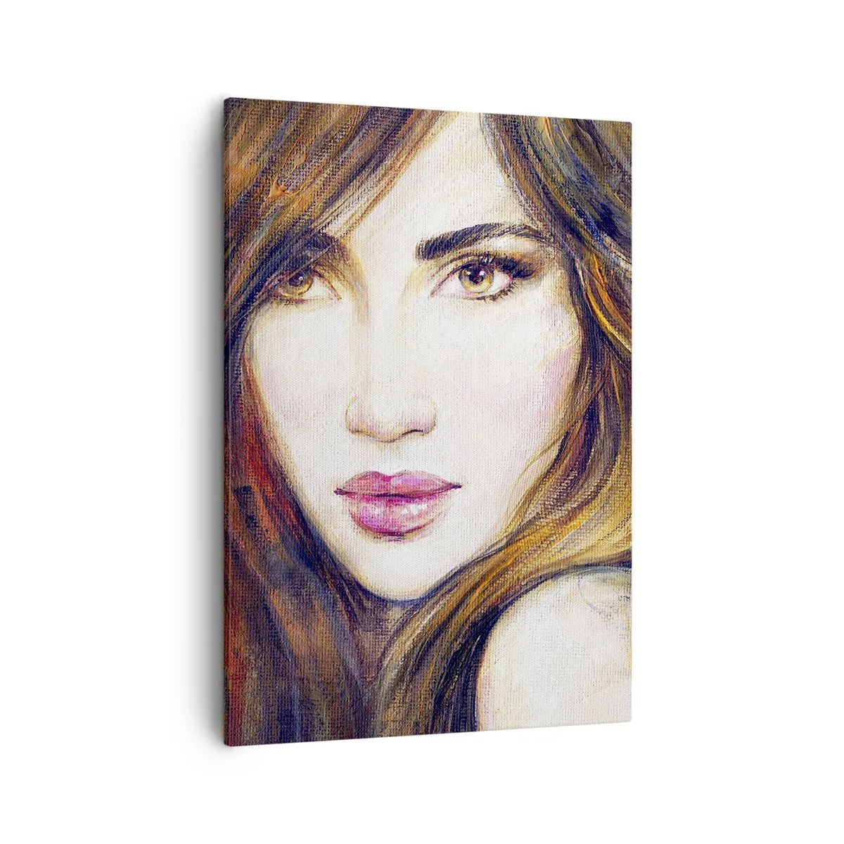 Bild auf Leinwand - Leinwandbild - Porträt einer Frau im malerischen Stil - 50x70cm - Einen Penny für deine Gedanken - Moderne Wanddekoration für Wohnzimmer und Schlafzimmer ARTTOR