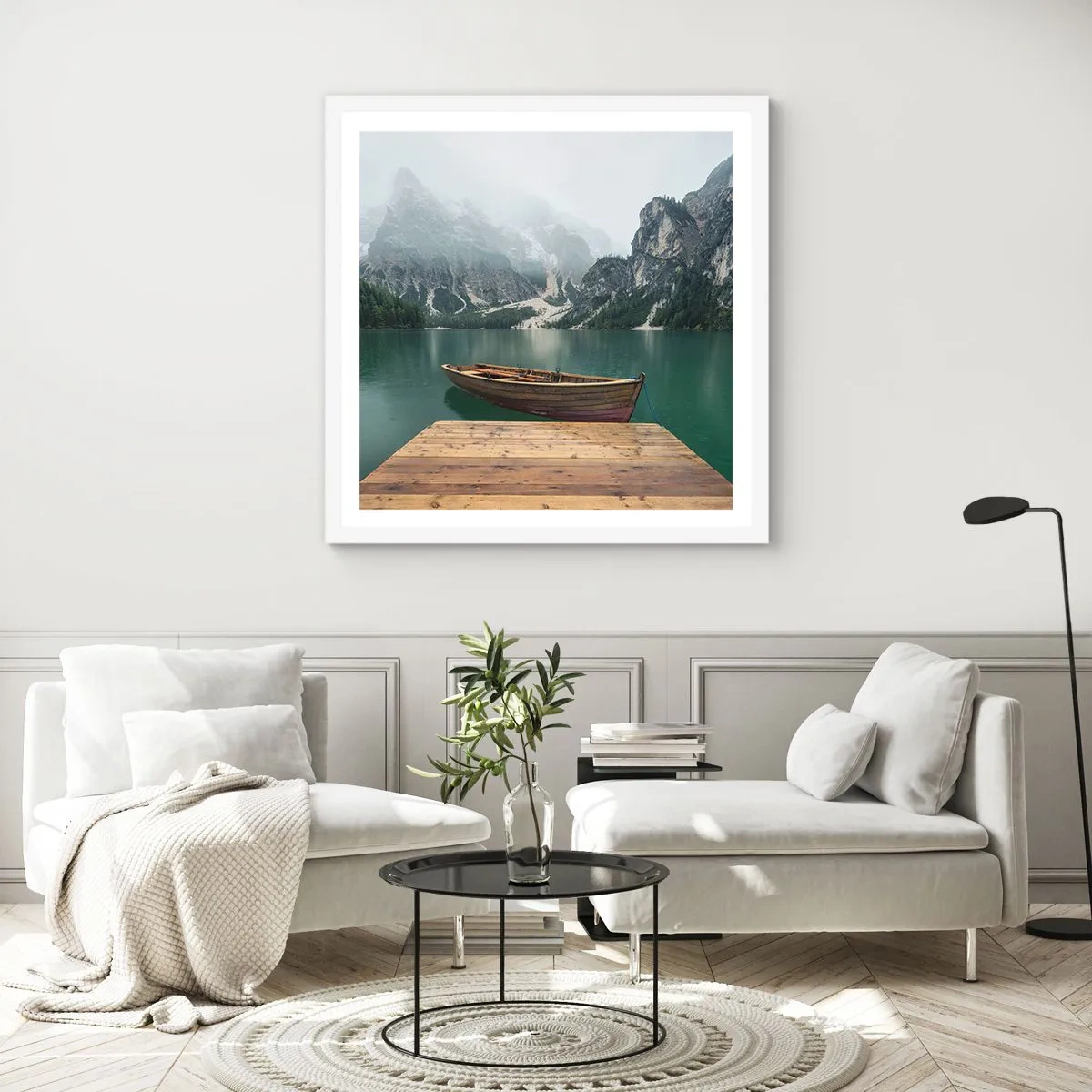 Poster in einem weißen Rahmen - Und die stolzen Felsen der Stirn - 30x30 cm