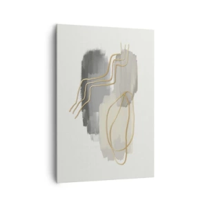 Bild auf Leinwand - Leinwandbild - Abstrakte goldene Linien auf grauem Hintergrund - 70x100cm - Dauer und Bewegung - Moderne Wanddekoration für Wohnzimmer und Schlafzimmer ARTTOR