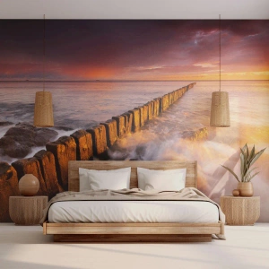 Maßgeschneiderte Fototapete Standard Eco - Die Sanftheit der Wellen - Landschaft, Sonnenuntergang, Ostsee
