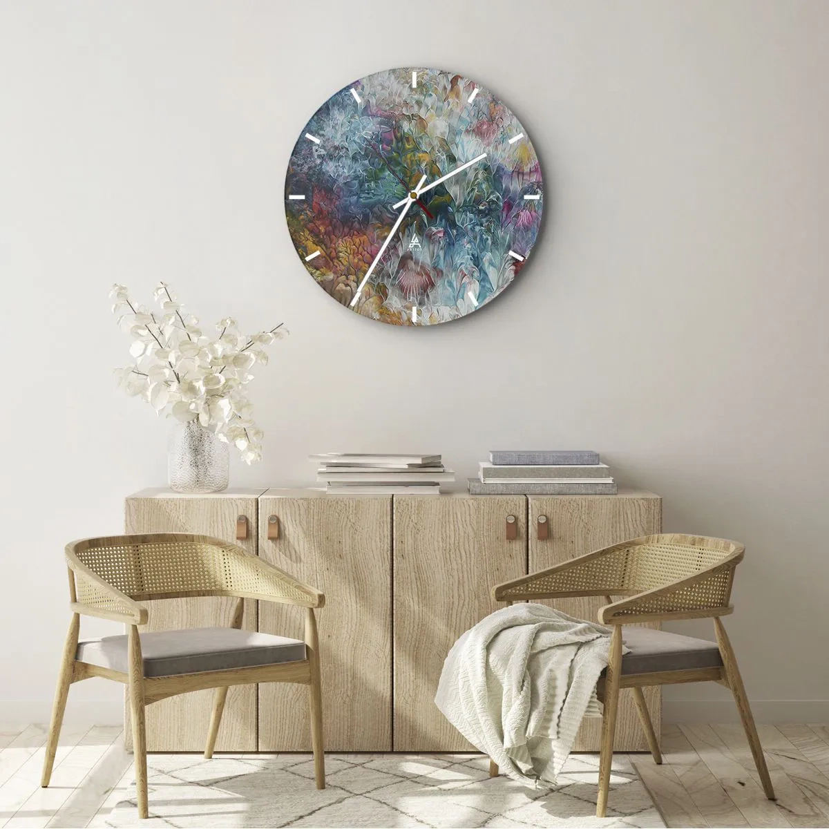 Wanduhr - Glasuhr - In voller Blüte - 40x40 cm