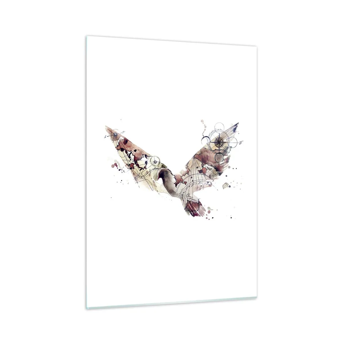 Glasbild - Bild auf glas - Abstrakte Flügel im künstlerischen Stil auf weißem Hintergrund - 50x70cm - Ein Overhead-Wanderer - Moderne Wanddekoration für Wohnzimmer und Schlafzimmer ARTTOR