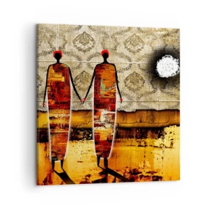 Bild auf Leinwand - Leinwandbild - Ethnische Zusammensetzung in den Farben Afrikas - 50x50 cm