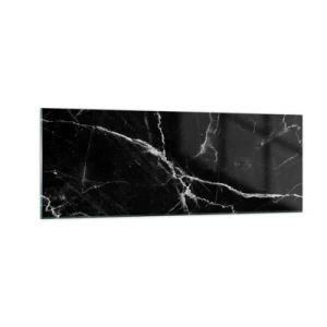 Glasbild - Bild auf glas - Schwarzer Marmor mit weißen Adern im Detail - 140x50cm - Geheimleben des Steins - Moderne Wanddekoration für Wohnzimmer und Schlafzimmer ARTTOR