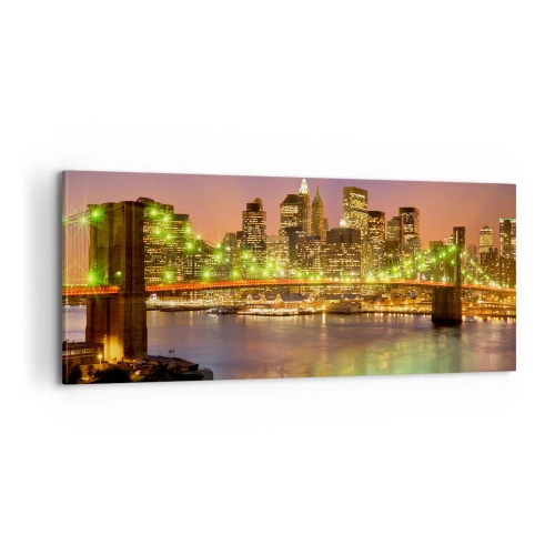 Bild auf Leinwand - Leinwandbild - Hier geht das Licht nie aus - 100x40 cm