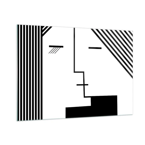 Glasbild - Bild auf glas - Eine grafische Interpretation eines Kusses im minimalistischen Stil - 100x70cm - Einfach ein Kuss - Moderne Wanddekoration für Wohnzimmer und Schlafzimmer ARTTOR