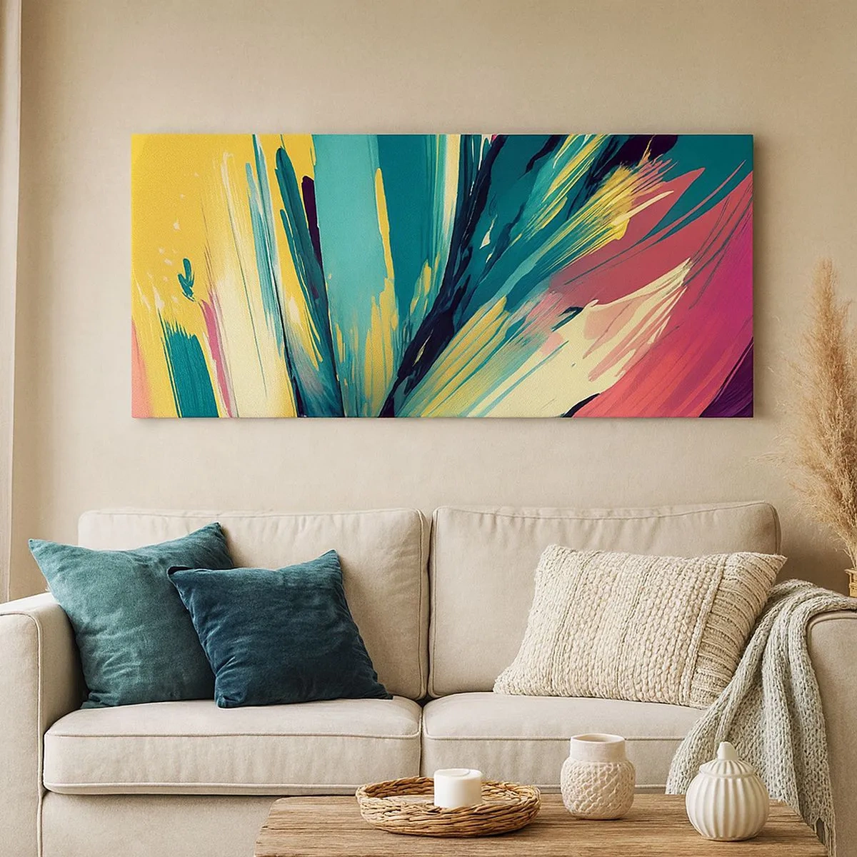 Bild auf Leinwand - Leinwandbild - Komposition – eine Explosion der Freude - 100x40 cm