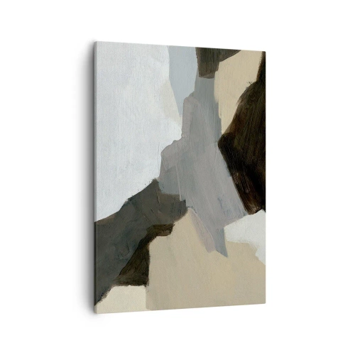 Bild auf Leinwand - Leinwandbild - Abstrakte Formen in Beige-, Braun- und Grautönen - 50x70cm - Abstraktion: Scheideweg des Graus - Moderne Wanddekoration für Wohnzimmer und Schlafzimmer ARTTOR
