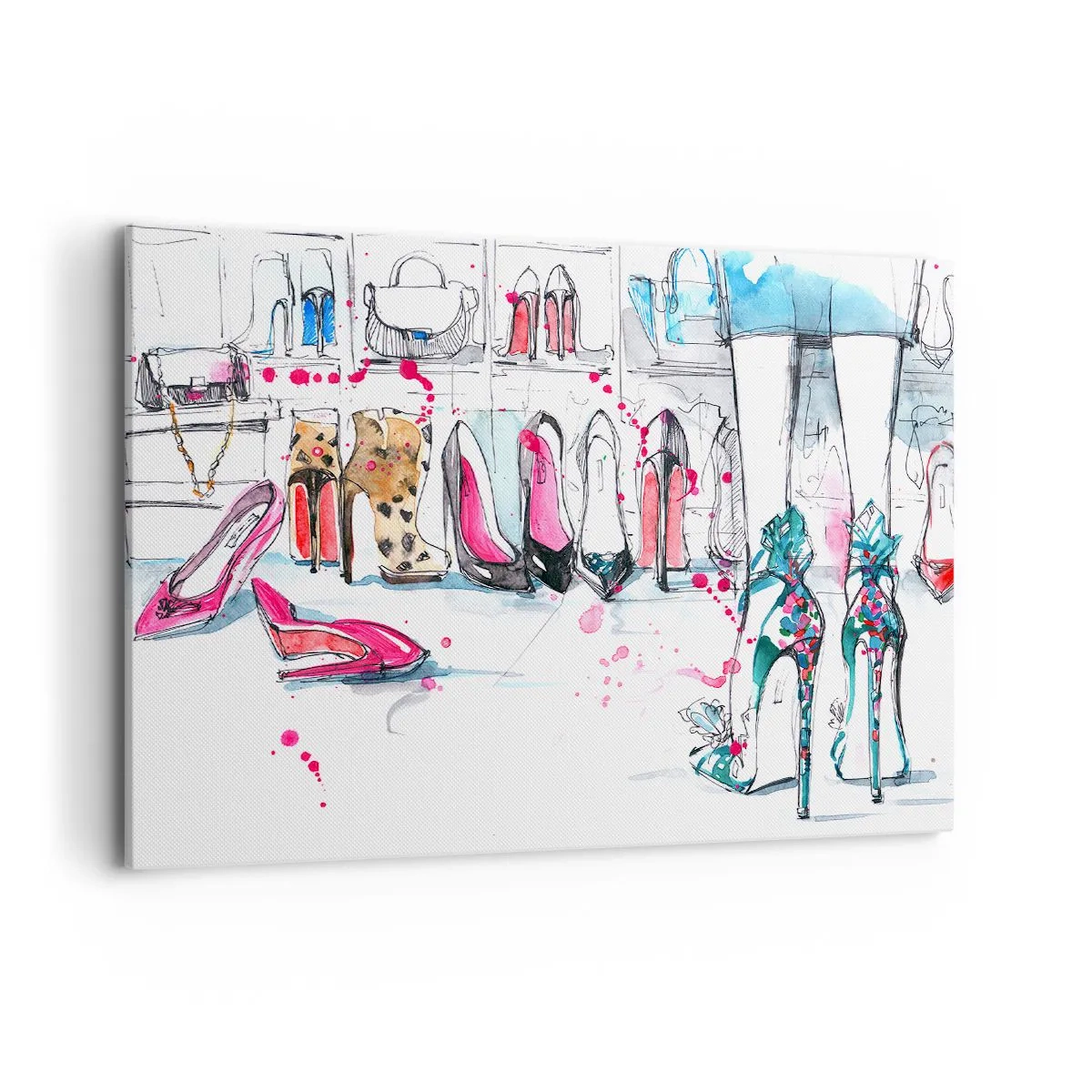 Bild auf Leinwand - Leinwandbild - Künstlerische Grafiken mit High Heels und Accessoires - 100x70cm - Sesam, mach auf - Moderne Wanddekoration für Wohnzimmer und Schlafzimmer ARTTOR