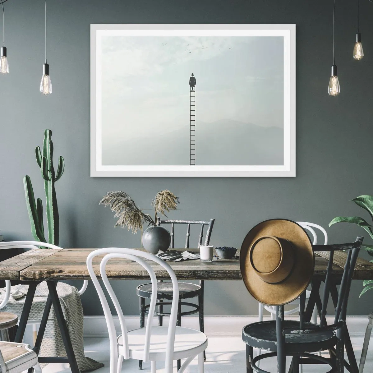 Poster in einem weißen Rahmen - Erhebe dich darüber! - 50x40 cm