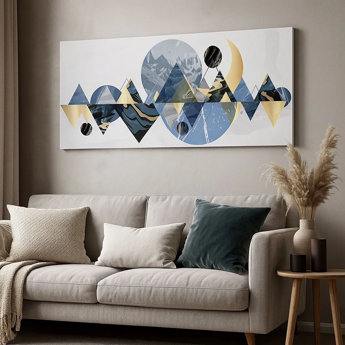 Bild auf Leinwand - Leinwandbild - Geometrische Landschaft - 100x40 cm