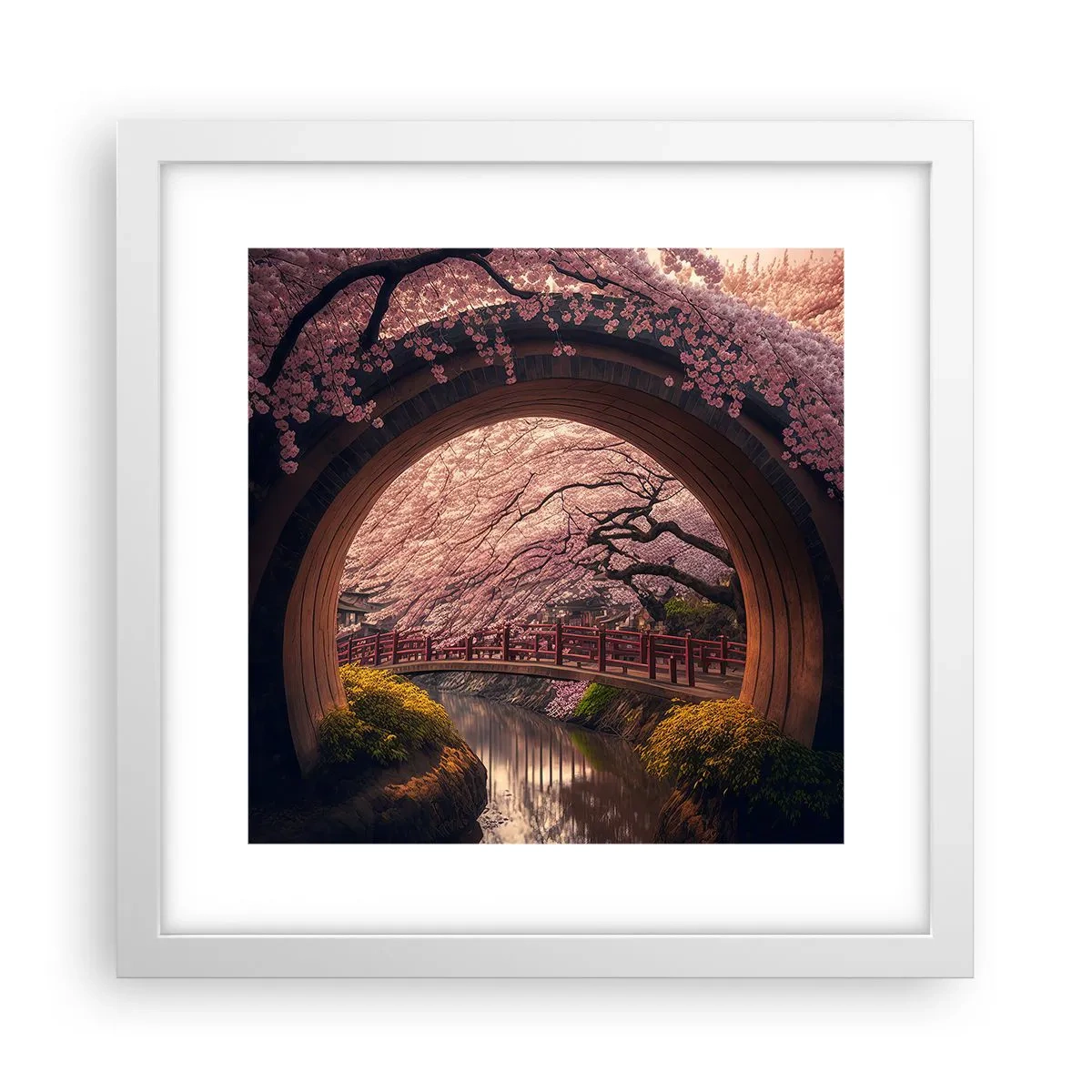 Poster in einem weißen Rahmen - Japanischer Frühling - 30x30 cm