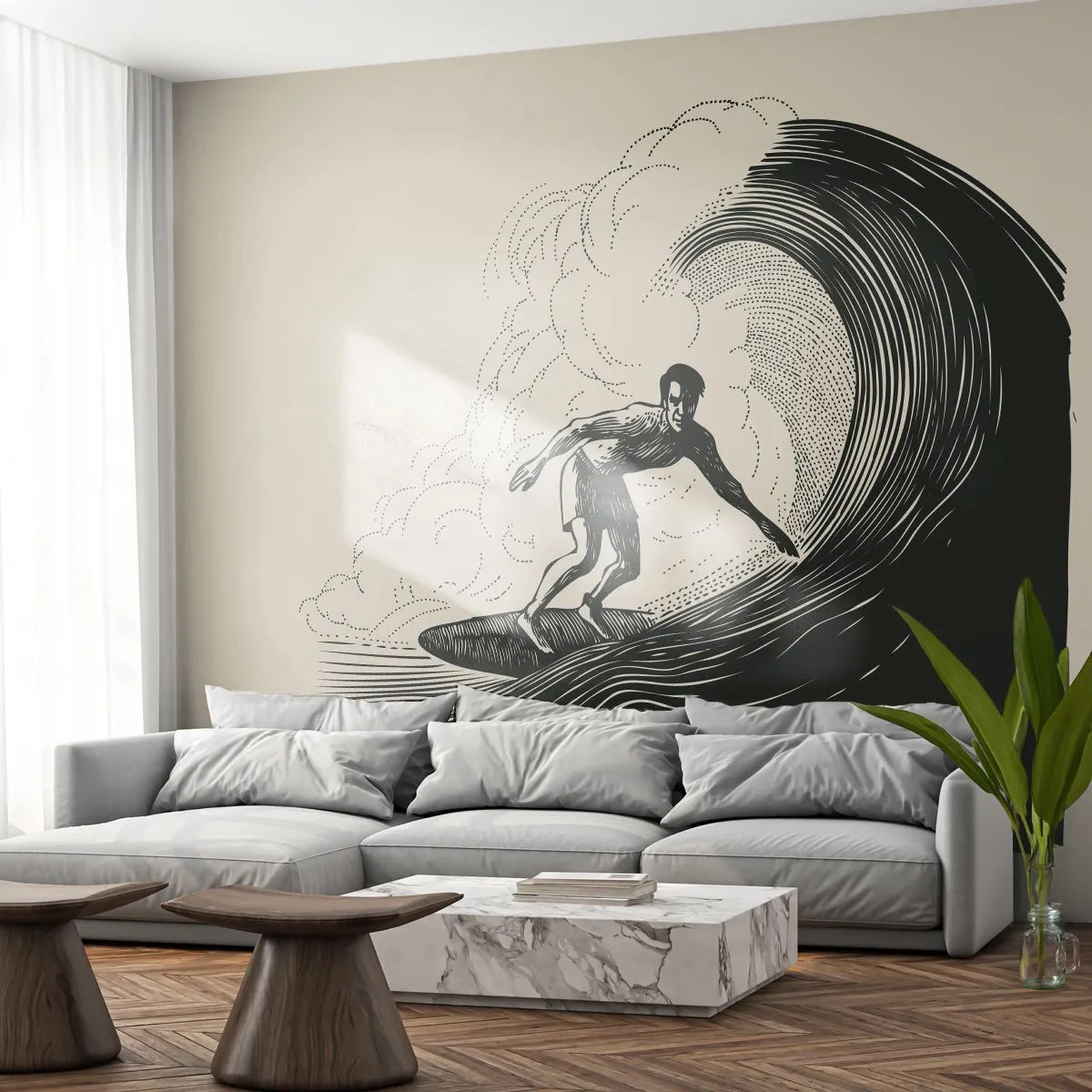Fototapete Premium Canvas - König der Welle - Welle, Surfen, Sport - 350x256 cm