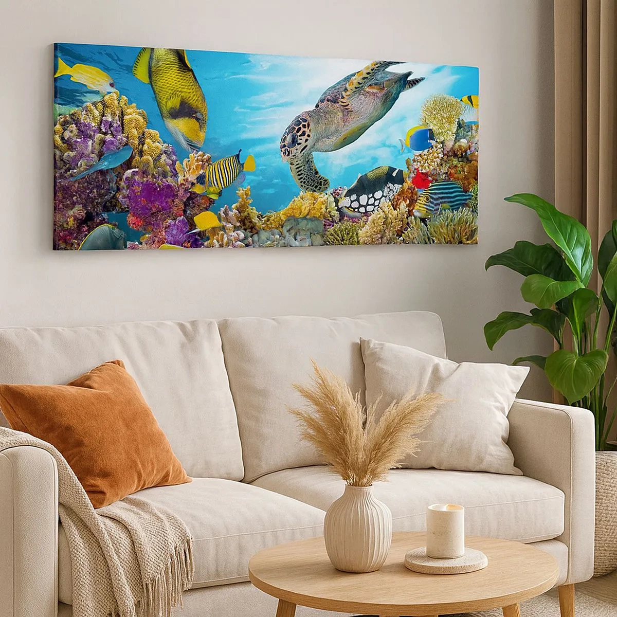 Bild auf Leinwand - Leinwandbild - Korallenpromenade - 100x40 cm