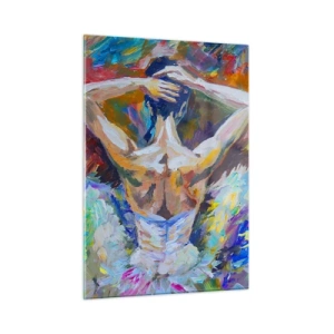 Glasbild - Bild auf glas - Eine Ballerina im ausdrucksstarken, farbenfrohen, malerischen Stil - 50x70cm - Es kann alles sein - Moderne Wanddekoration für Wohnzimmer und Schlafzimmer ARTTOR