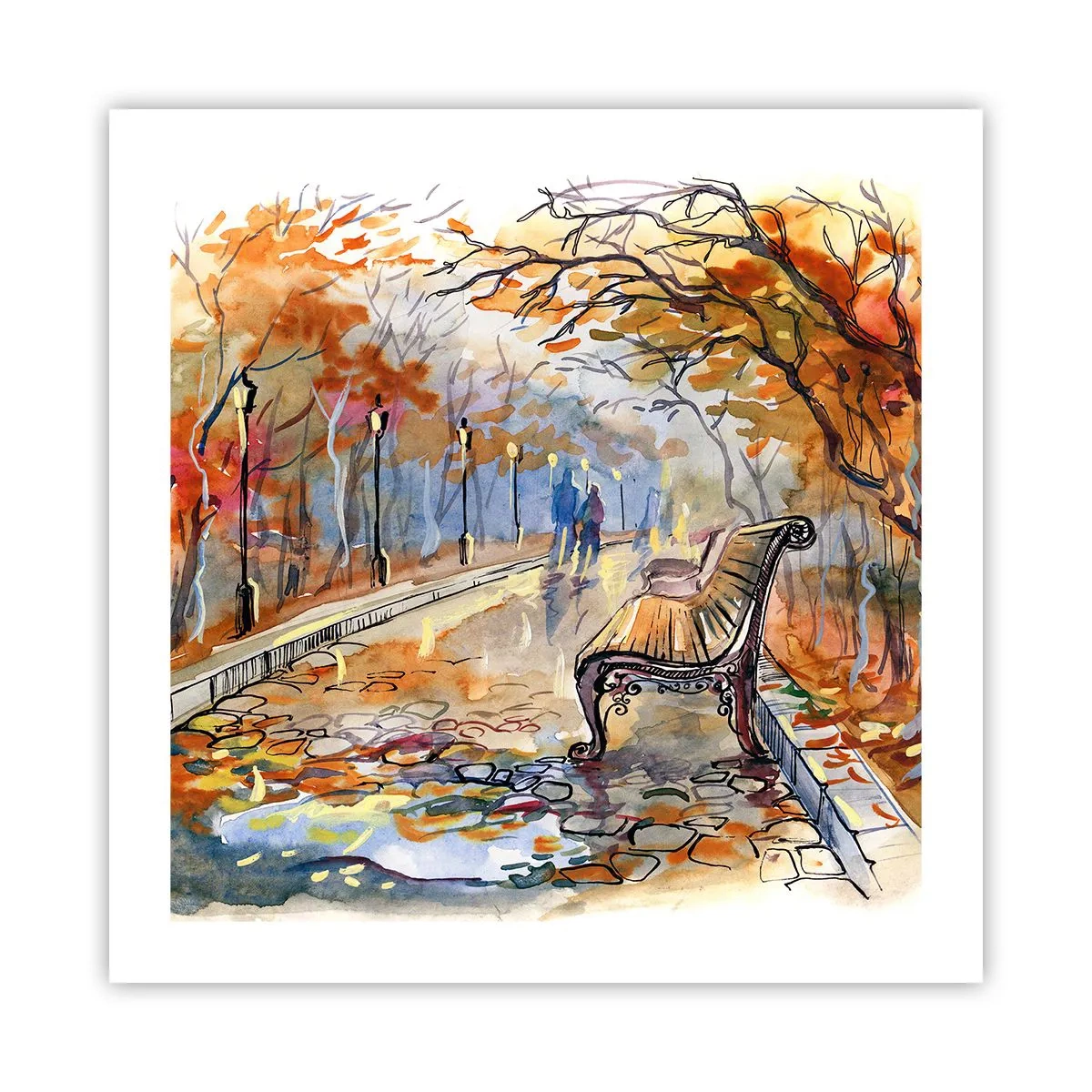 Poster - Gemeinsam im Herbst wandern - 50x50 cm