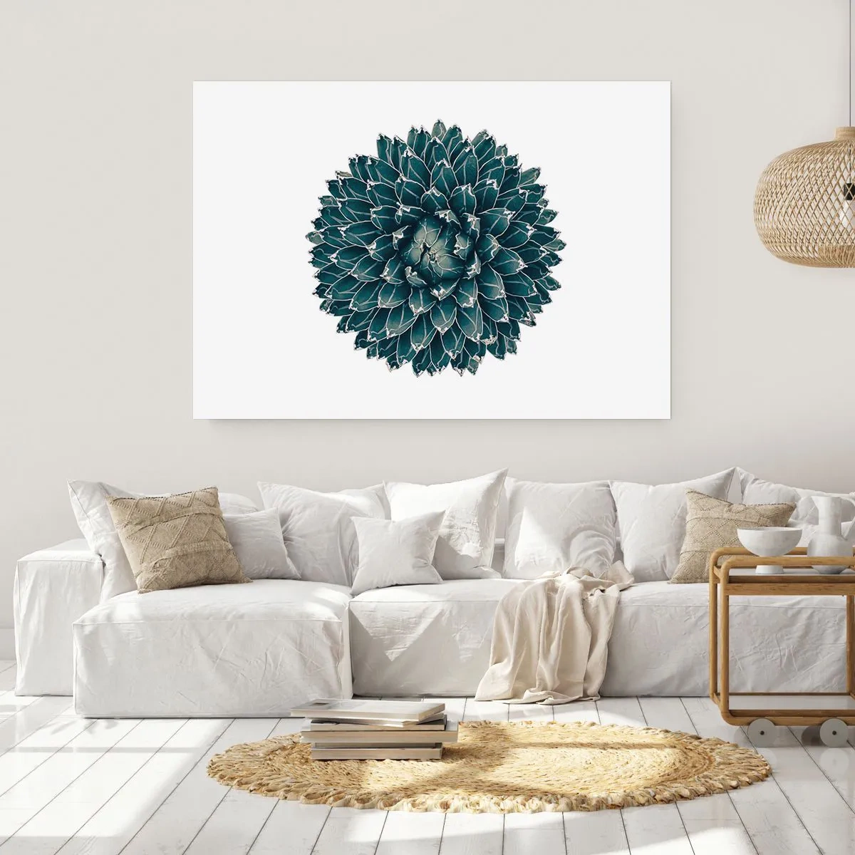 Poster - Symmetrische Sukkulente auf weißem Hintergrund - 100x70cm - Stern der Wüste - Moderne Wanddekoration für Wohnzimmer und Schlafzimmer ARTTOR
