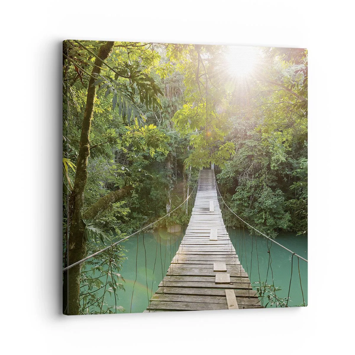 Bild auf Leinwand - Leinwandbild - Über das azurblaue Wasser zum azurblauen Wald - 30x30 cm