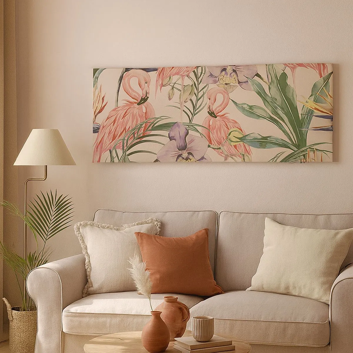 Bild auf Leinwand - Leinwandbild - Rosa Ballett in Blumen - 100x40 cm