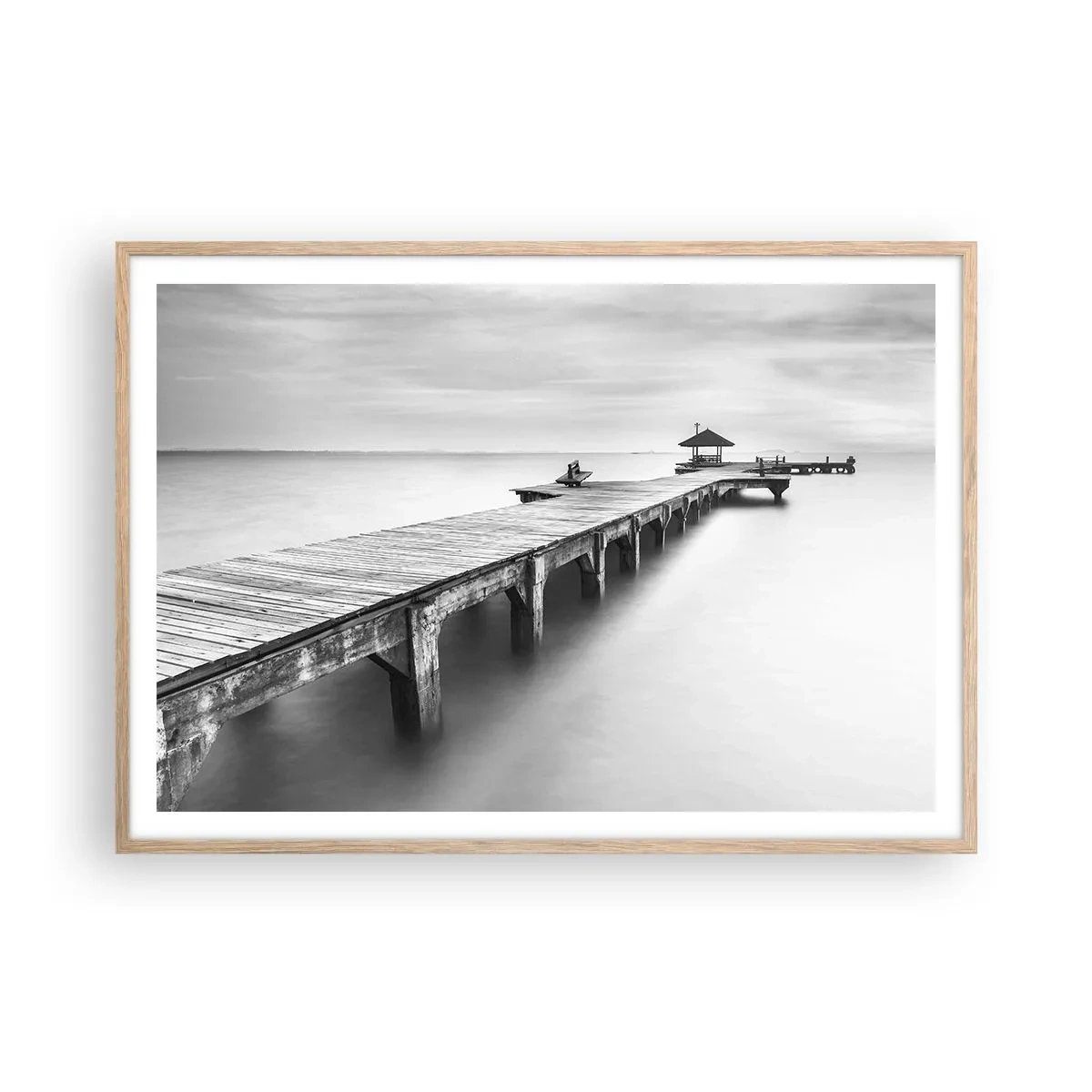 Poster in einem Rahmen aus heller Eiche - In die Ferne - 100x70 cm