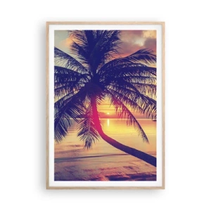 Poster in einem Rahmen aus heller Eiche - Abend unter Palmen - 70x100 cm