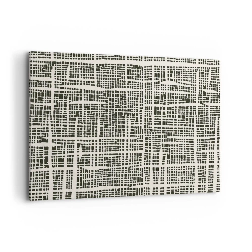 Bild auf Leinwand - Leinwandbild - Ein geometrisches Muster, das einem Gitter auf hellem Hintergrund ähnelt - 100x70cm - Gewebte Komposition - Moderne Wanddekoration für Wohnzimmer und Schlafzimmer ARTTOR