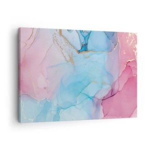 Bild auf Leinwand - Leinwandbild - Abstrakte Pastellmuster mit goldenen Akzenten - 70x50cm - Begegnung und Durchdringung - Moderne Wanddekoration für Wohnzimmer und Schlafzimmer ARTTOR