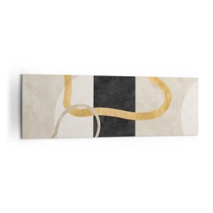 Bild auf Leinwand - Leinwandbild - Ein minimalistisches Design mit geschwungenen Formen in Gold und Schwarz. - 160x50cm - Schleifenformen - Moderne Wanddekoration für Wohnzimmer und Schlafzimmer ARTTOR