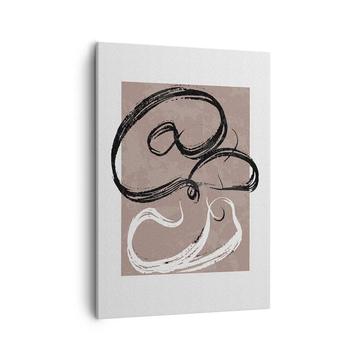 Bild auf Leinwand - Leinwandbild - Schwarz-weiße Abstraktion auf beigem Hintergrund - 50x70cm - Komposition – die Suche nach Fülle - Moderne Wanddekoration für Wohnzimmer und Schlafzimmer ARTTOR