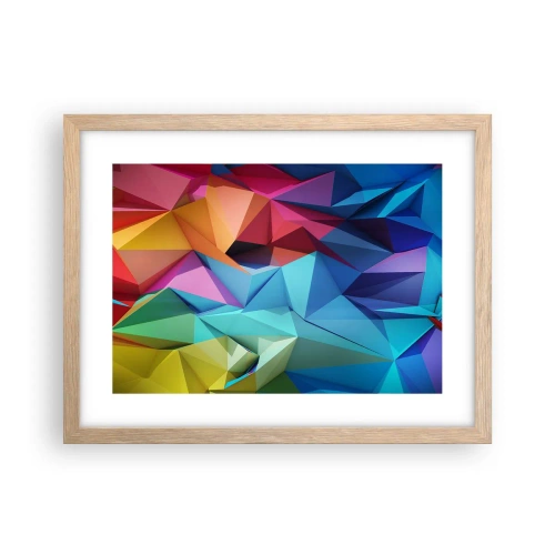 Poster in einem Rahmen aus heller Eiche - Regenbogen-Origami - 40x30 cm