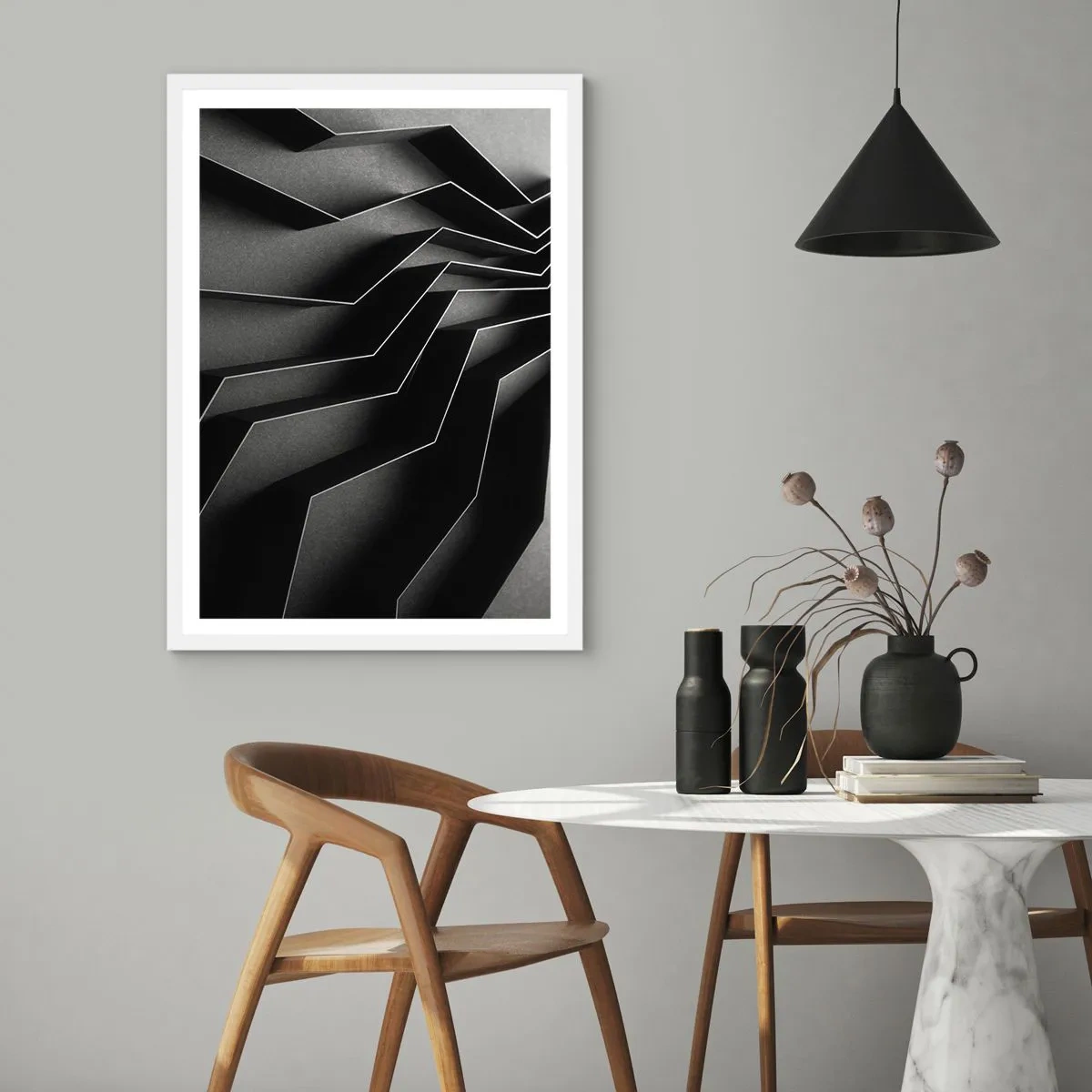 Poster in einem weißen Rahmen - Räumliche Ordnung - 70x100 cm