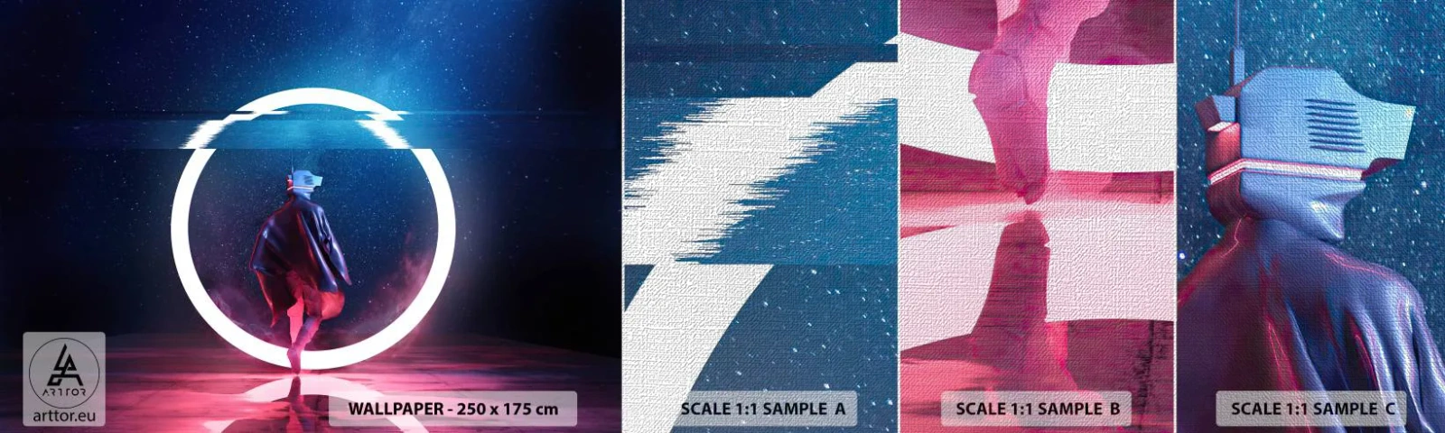 Fototapeten Muster Premium Canvas - Zwischen den Welten - Futuristisch, Astronaut, Kosmos - 100x30 cm