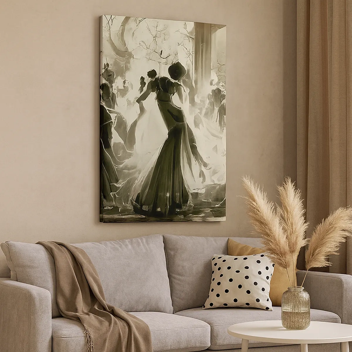 Bild auf Leinwand - Leinwandbild - Ball im Retro-Stil in Schwarz und Weiß - 50x70cm - Die große Maskerade - Moderne Wanddekoration für Wohnzimmer und Schlafzimmer ARTTOR
