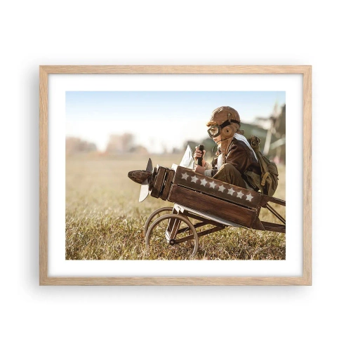 Poster in einem Rahmen aus heller Eiche - Start in Richtung eines Traums - 50x40 cm