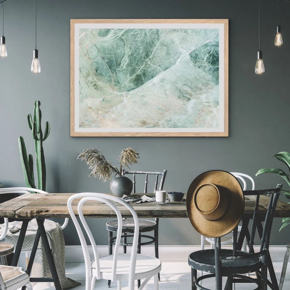 Poster in einem Rahmen aus heller Eiche - Edle Kälte des Steins - 100x70 cm