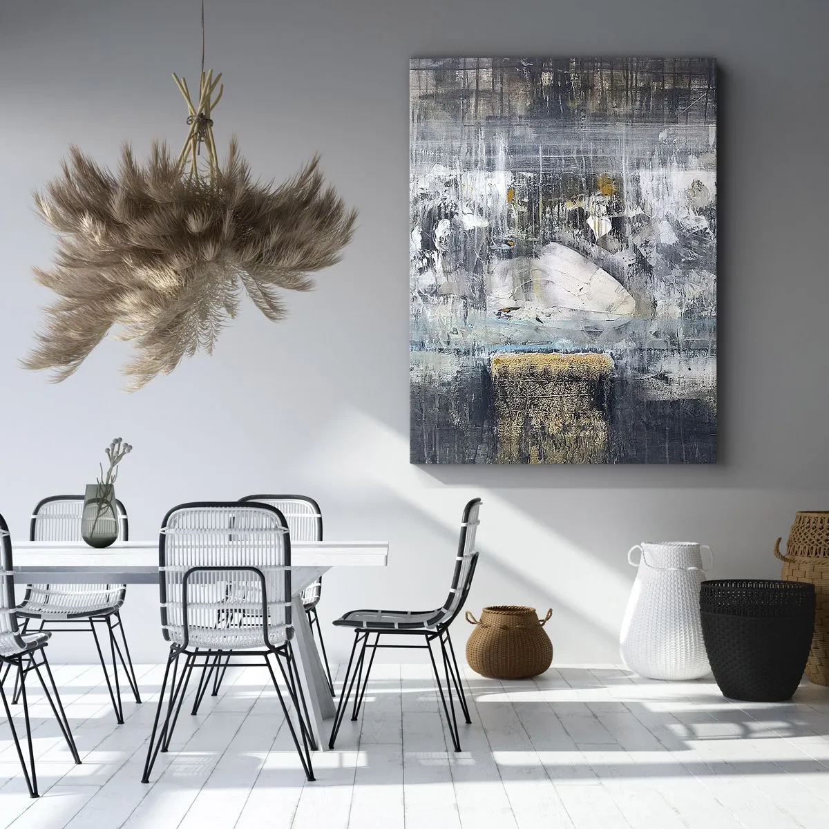Bild auf Leinwand - Leinwandbild - Abstrakte Komposition in kühlen Tönen - 80x120cm - Wie auf Eis, wie nach Dezember - Moderne Wanddekoration für Wohnzimmer und Schlafzimmer ARTTOR