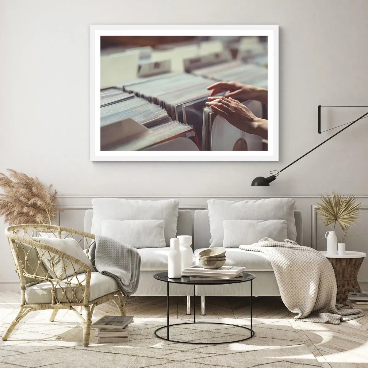 Poster in einem weißen Rahmen - Auf der Suche nach Emotionen - 100x70 cm