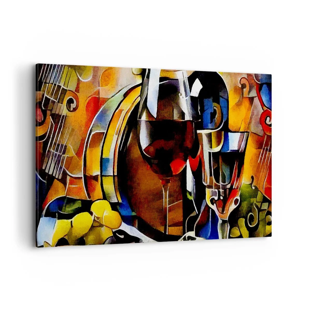Bild auf Leinwand - Leinwandbild - Abstraktes Stillleben mit Gläsern und Instrumenten - 120x80cm - Und die Welt nimmt Farben an - Moderne Wanddekoration für Wohnzimmer und Schlafzimmer ARTTOR