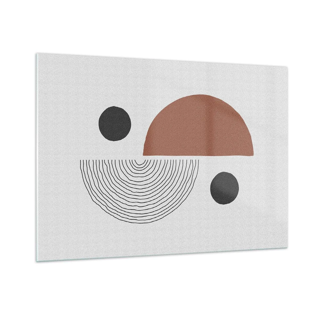 Glasbild - Bild auf glas - Geometrische Figuren auf hellem Hintergrund im abstrakten Stil - 100x70cm - Perfektion des Rades - Moderne Wanddekoration für Wohnzimmer und Schlafzimmer ARTTOR