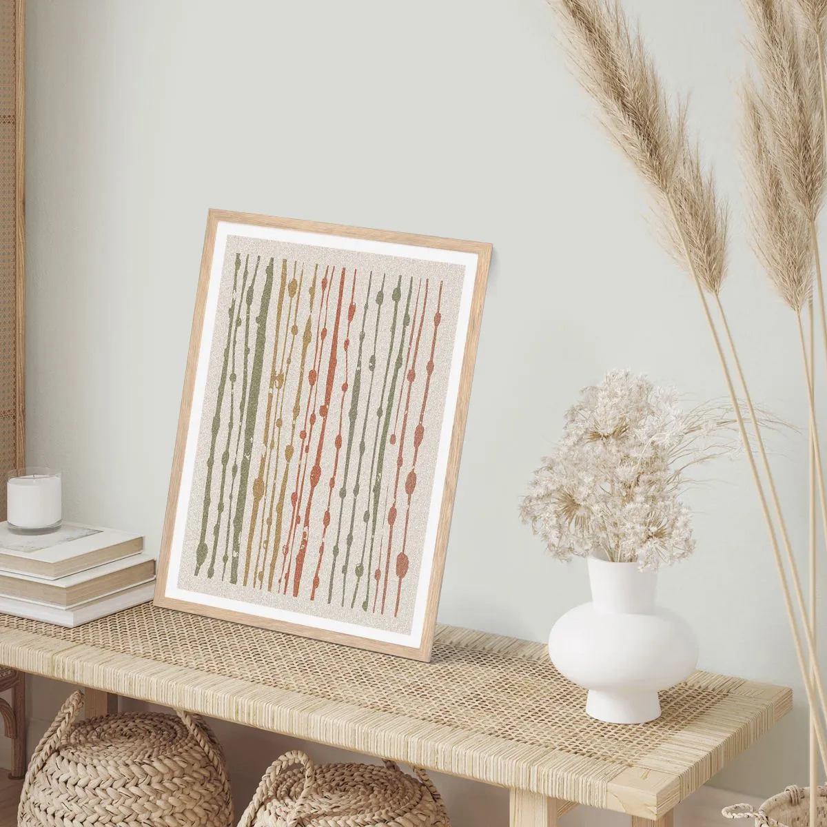 Poster in einem Rahmen aus heller Eiche - Musikalische Notation von Farben - 30x40 cm