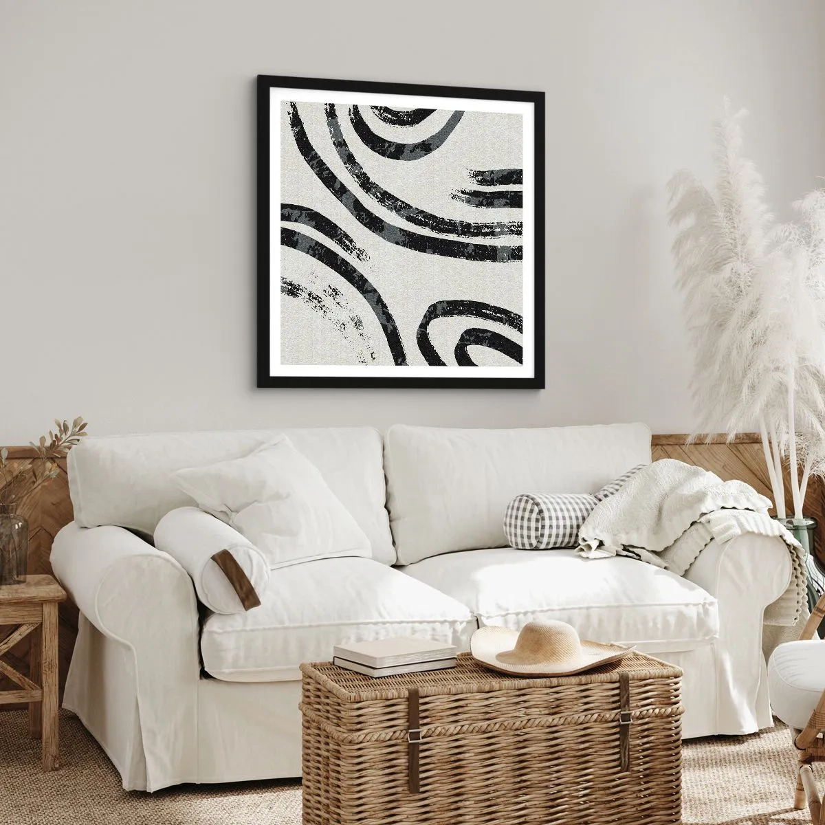 Poster in einem schwarzem Rahmen - Bei Hälfte angehalten - 60x60 cm