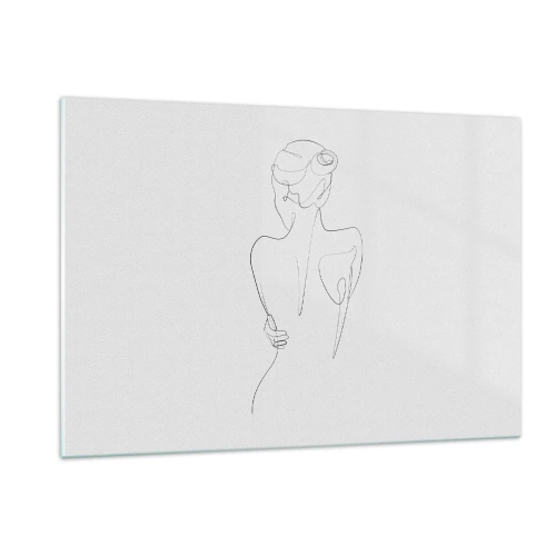 Glasbild - Bild auf glas - Eine zarte einzeilige Skizze einer Frau von hinten. - 120x80cm - Körpermusik - Moderne Wanddekoration für Wohnzimmer und Schlafzimmer ARTTOR